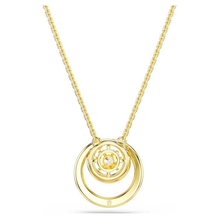Hyperbola pendant Round cut, White, Gold-tone plated